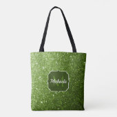 Tote Bag Monogramme avec des paillettes fausses vert clair (Dos)