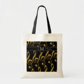 Tote Bag monogramme avec notes de musique dorées (Devant)