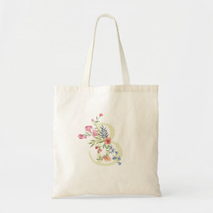 Tote Bag monogramme B floral wedding printemps Shower de ma