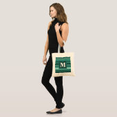 Tote Bag Monogramme bandes turquoises (Devant (modèle))
