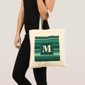 Tote Bag Monogramme bandes turquoises (Devant (produit))