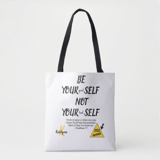 Tote Bag Monogramme Bible Verse Be Yourself 2 Co 5:17 (Devant)