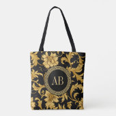 Tote Bag Monogramme Black Gold Classy Élégant Motif (Dos)