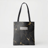 Tote Bag Monogramme Black Gold Marbre Swirl (Devant)