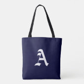 Tote Bag monogramme blanc A sur bleu marine (Dos)