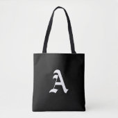Tote Bag monogramme blanc A sur noir (Devant)
