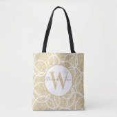 Tote Bag Monogramme Blanc Cercle Gold Parties scintillant A (Devant)