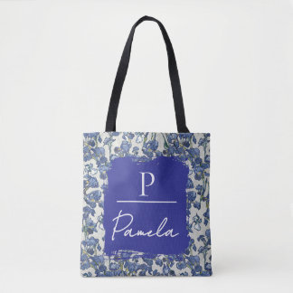 Tote Bag Monogramme blanc en pierre aux Iris de Van Gogh
