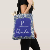 Tote Bag Monogramme blanc en pierre aux Iris de Van Gogh (De près)