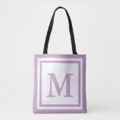 Tote Bag Monogramme blanc simple et Lilac (Devant)
