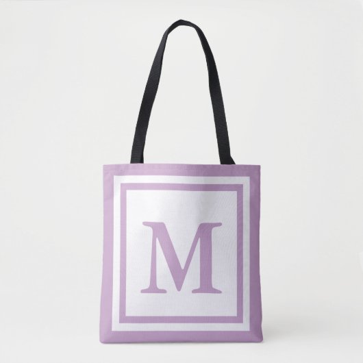 Tote Bag Monogramme blanc simple et Lilac (Devant)