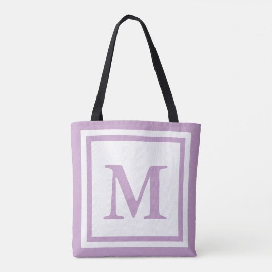 Tote Bag Monogramme blanc simple et Lilac (Dos)