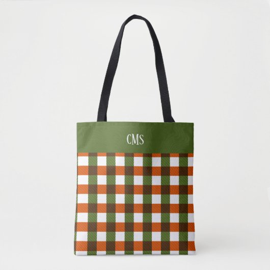 Tote Bag Monogramme blanc, vert, orange, vert Fourre-tout (Devant)