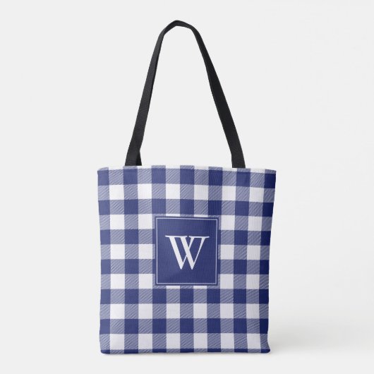 Tote Bag Monogramme bleu blanc plaqué de buffle russe initi (Dos)