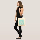 Tote Bag Monogramme bleu ciel simple (Devant (modèle))