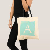 Tote Bag Monogramme bleu ciel simple (Devant (produit))