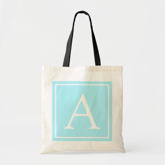 Tote Bag Monogramme bleu ciel simple (Devant)