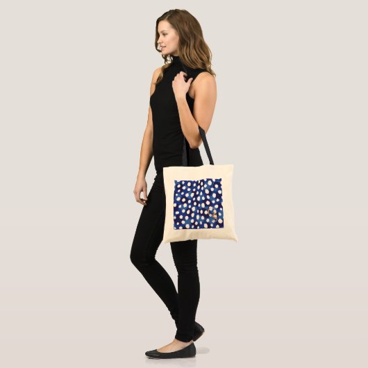 Tote Bag Monogramme bleu et blanc chic d'impression de (Devant (modèle))