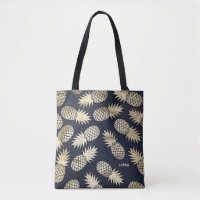 Monogramme bleu Motif d'ananas à huile d'or tropic