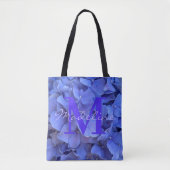 Tote Bag Monogramme bleu periwinkel élégant hydrangée flora (Devant)