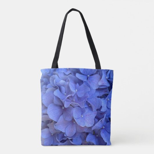 Tote Bag Monogramme bleu periwinkel élégant hydrangée flora (Dos)