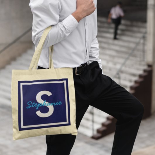 Tote Bag Monogramme bleu personnalisé