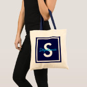 Tote Bag Monogramme bleu personnalisé (Devant (produit))