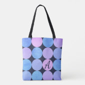 Tote Bag Monogramme bleu pourpre et rose des cercles (Dos)