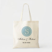 Tote Bag Monogramme bleu simple de mariage (Devant)