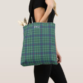 Tote Bag Monogramme bleu-vert clair Duncan Tartan (De près)