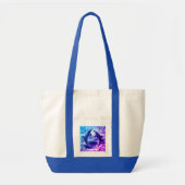 Tote Bag Monogramme Bleu & violet Dolphins Océan | (Devant)