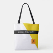 Tote Bag Monogramme bloc de couleur jaune moderne (Dos)
