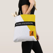 Tote Bag Monogramme bloc de couleur jaune moderne (De près)