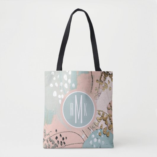 Tote Bag Monogramme | Blush & Gold I (Devant)