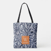 Tote Bag Monogramme botanique Abstrait de rouille de la mar (Dos)
