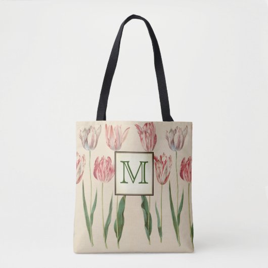 Tote Bag Monogramme botanique vintage (Devant)