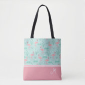 Tote Bag Monogramme cadeau Flamant rose personnalisé (Devant)