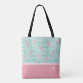 Tote Bag Monogramme cadeau Flamant rose personnalisé (Dos)