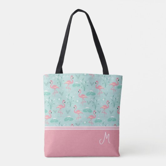 Tote Bag Monogramme cadeau Flamant rose personnalisé (Dos)