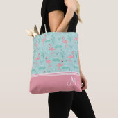 Tote Bag Monogramme cadeau Flamant rose personnalisé (De près)