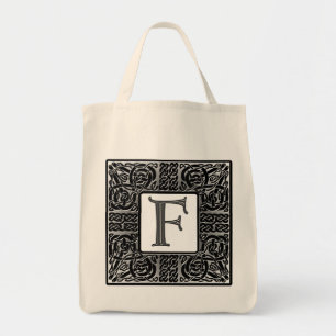 Tote Bag Monogramme Celtique "F" argenté