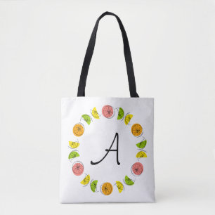 Tote Bag Monogramme Cercle Citrus à deux côtés partout à fo