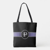 Tote Bag Monogramme Cercle Silhouette Gris et Noir (Dos)