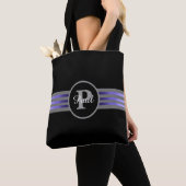 Tote Bag Monogramme Cercle Silhouette Gris et Noir (De près)