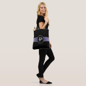 Tote Bag Monogramme Cercle Silhouette Gris et Noir (Sur le modèle)
