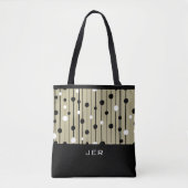Tote Bag Monogramme Cercles Abstraits Lignes Noir Blanc Bro (Devant)