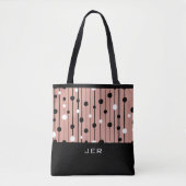 Tote Bag Monogramme Cercles Abstraits Lignes Noir Blanc Ros (Devant)
