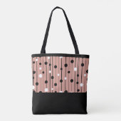 Tote Bag Monogramme Cercles Abstraits Lignes Noir Blanc Ros (Dos)