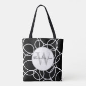 Tote Bag Monogramme Cercles blancs Noir moderne Abstrait (Dos)