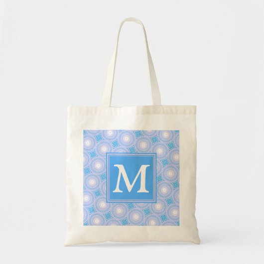 Tote Bag Monogramme Cercles bleu électrique motif (Devant)